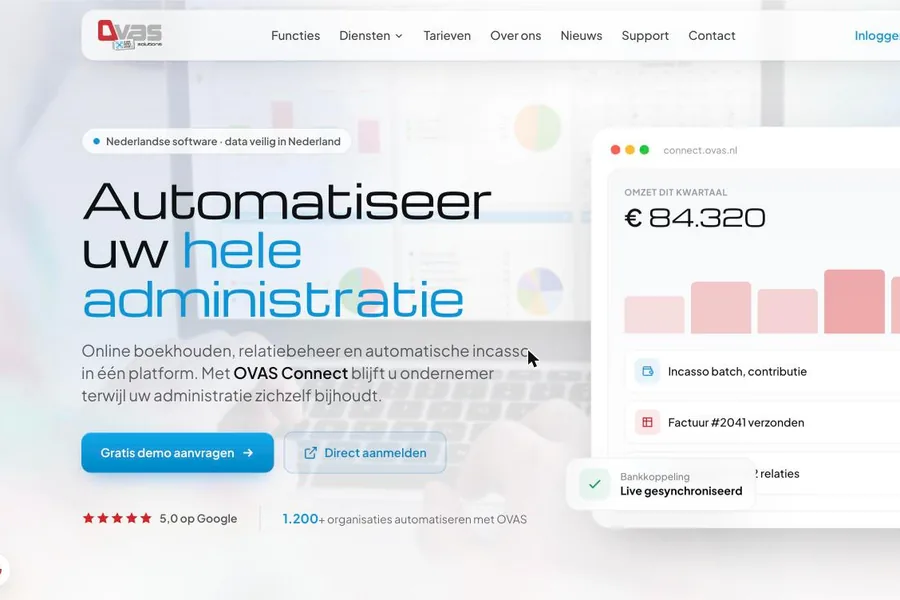 Screenshot van de website OVAS Connect